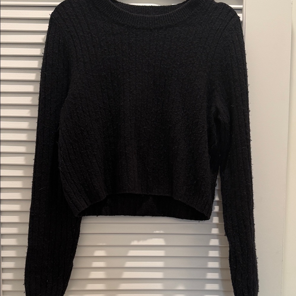 Madewell Black Ribbed Crew Neck Sweater
